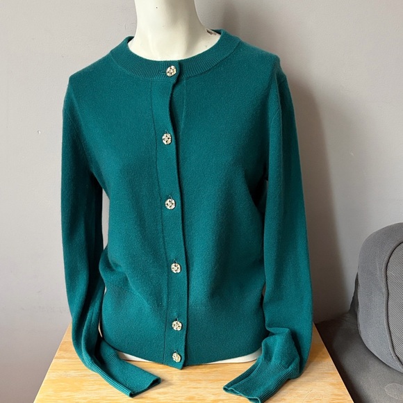 J.Crew 100% Cashmere Crystal Buttons Cardigan